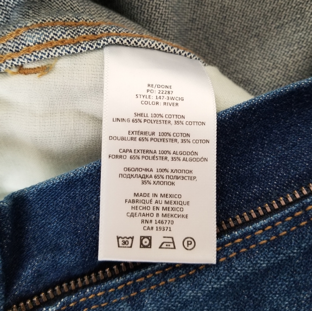 RE/DONE Classic 70's Cigarette Jeans Size 31 Mid Wash Blue - Picture 10 of 13